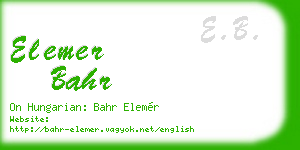 elemer bahr business card